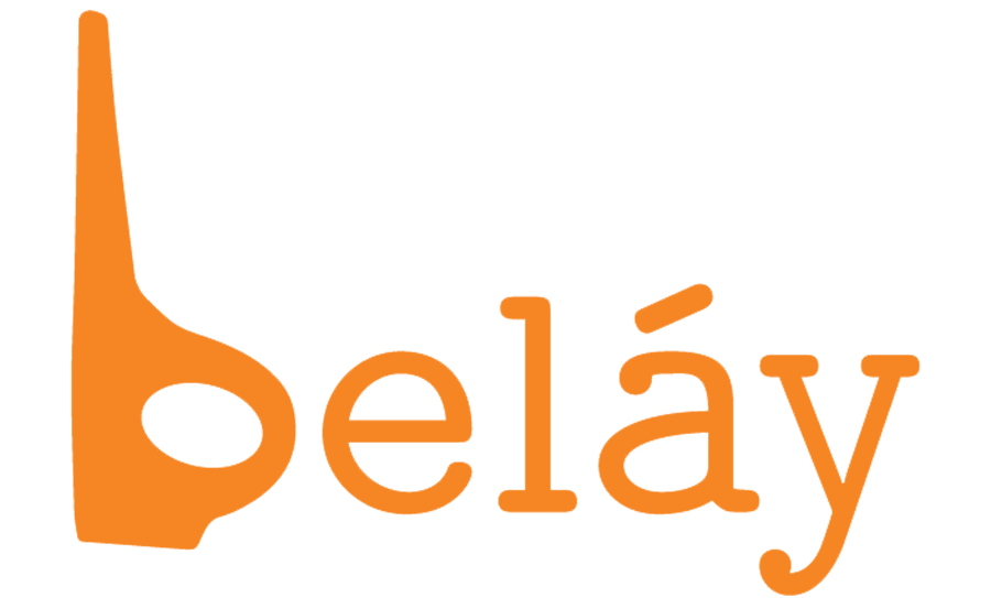 The image shows a stylized text logo with the word "beláy" in orange color.